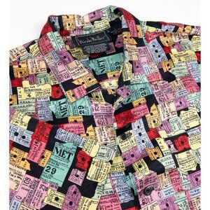 Nicole Miller Vintage Silk Shirt Men's Large New York City Tickets 1990 Limited